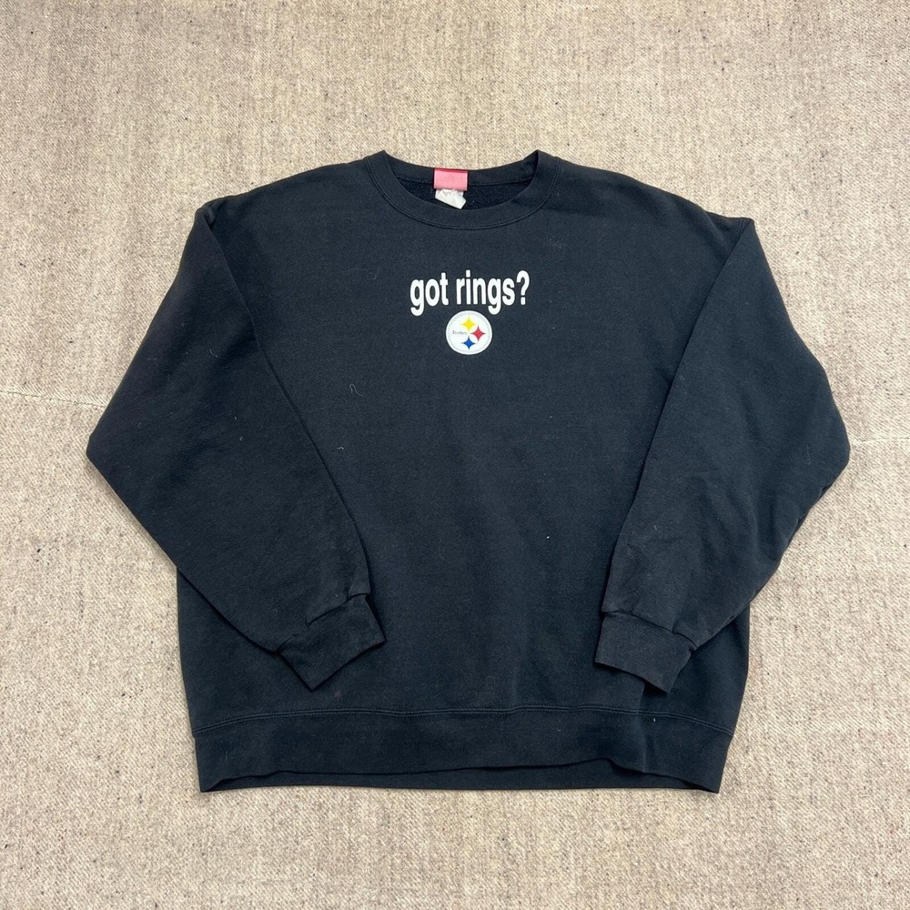 Vintage Pittsburgh Steelers Sweatshirt Mens XL Black 2000s NFL Got Rings